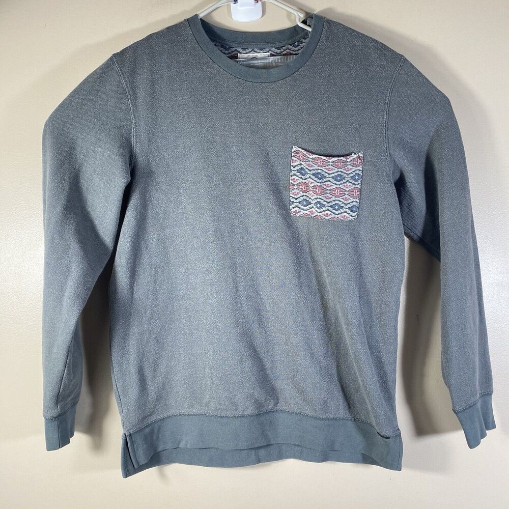 On The Byas Sweatshirt Men Large Gray Cotton Blend  Pocket Crew Neck Lightweight